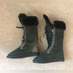 NWOT Australian Collective | Black faux fur lace up boots